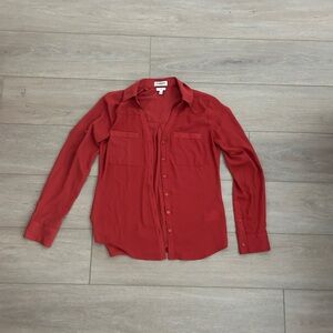 Express Portofino Slim Fit Button Down Shirt Burnt Orange/Red Size XS